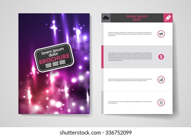 Set of brochure, poster templates in neon molecule structure style. Beautiful design and layout