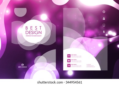 Set of brochure, poster templates in neon molecule structure style. Beautiful design and layout