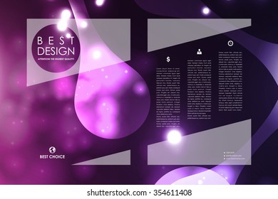 Set of brochure, poster templates in neon molecule structure style. Beautiful design and layout