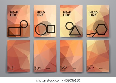 Set of brochure, poster templates in polygonal style. Beautiful design and layout