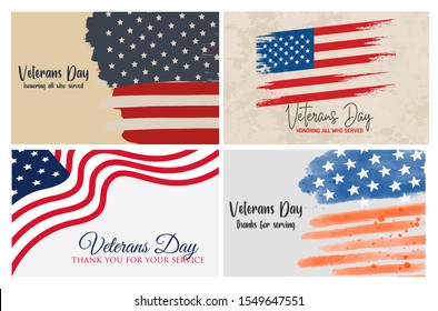 Set of brochure, poster templates in veterans day style. Beautiful design and layout. Veterans Day