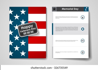 Set of brochure, poster templates in veterans day style. Beautiful design and layout