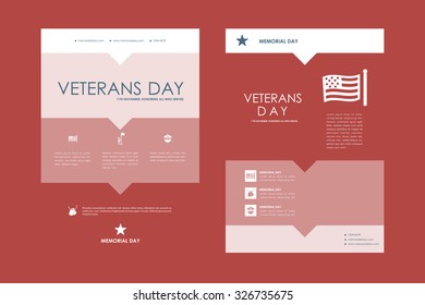 Set of brochure, poster templates in veterans day style. Beautiful design and layout