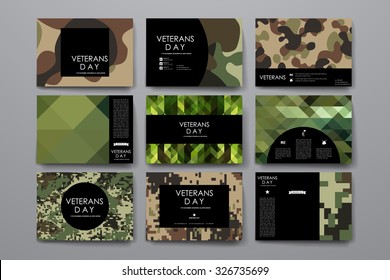 Set of brochure, poster templates in veterans day style. Beautiful design and layout