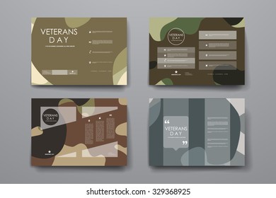 Set of brochure, poster templates in veterans day style. Beautiful design and layout