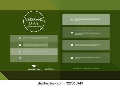 Set of brochure, poster templates in veterans day style. Beautiful design and layout