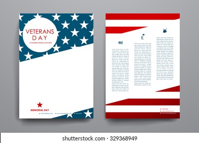 Set of brochure, poster templates in veterans day style. Beautiful design and layout