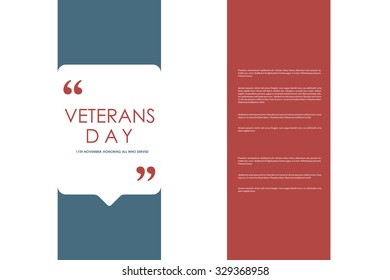 Set of brochure, poster templates in veterans day style. Beautiful design and layout