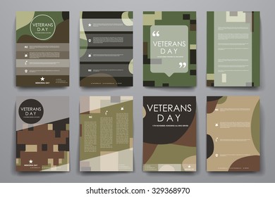 Set of brochure, poster templates in veterans day style. Beautiful design and layout