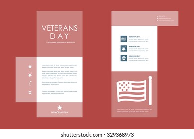 Set of brochure, poster templates in veterans day style. Beautiful design and layout