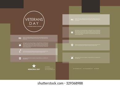 Set of brochure, poster templates in veterans day style. Beautiful design and layout