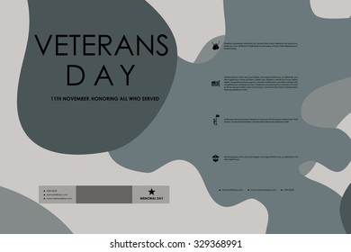 Set of brochure, poster templates in veterans day style. Beautiful design and layout