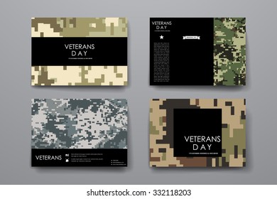 Set of brochure, poster templates in veterans day style. Beautiful design and layout