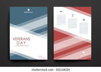 Set of brochure, poster templates in veterans day style. Beautiful design and layout