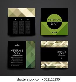 Set of brochure, poster templates in veterans day style. Beautiful design and layout