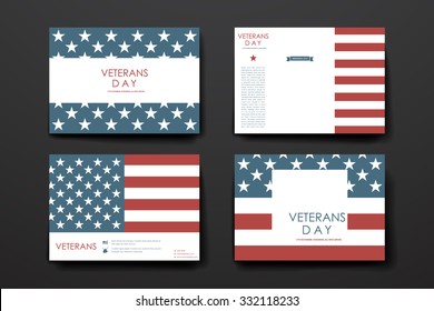 Set of brochure, poster templates in veterans day style. Beautiful design and layout