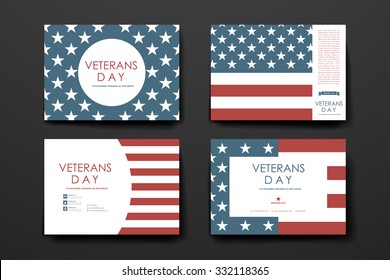 Set of brochure, poster templates in veterans day style. Beautiful design and layout