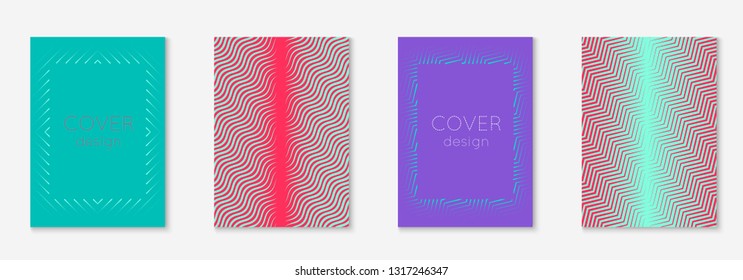 Set brochure. Red and green. Elegant certificate, report, placard, invitation layout. Set brochure as minimalist trendy cover. Line geometric element.
