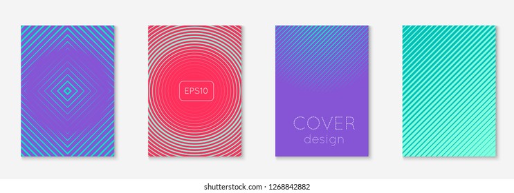 Set brochure. Red and green. Retro notebook, presentation, flyer, certificate concept. Set brochure as minimalist trendy cover. Line geometric element.