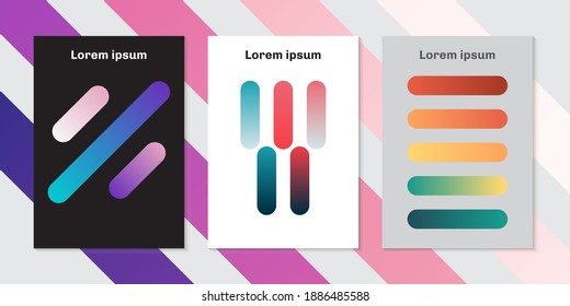 Set of brochure template colorful rounded lines background. Vector illustration