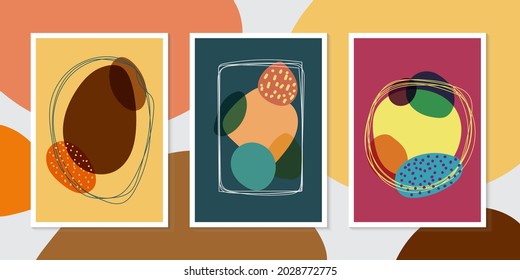 Set of brochure template hand drawn organic shapes and lines minimal trendy style background. Vector illustration