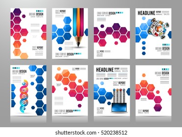 Set of Brochure templates, Flyer Designs or Depliant Covers for business presentation and magazine covers, annual reports and marketing generic purposes.