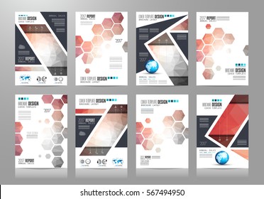 Set of Brochure templates, Flyer Designs or Depliant Covers for business presentation and magazine covers, annual reports and marketing generic purposes.