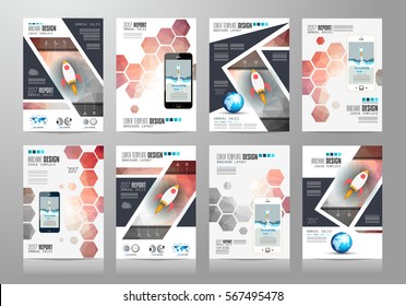 Set of Brochure templates, Flyer Designs or Depliant Covers for business presentation and magazine covers, annual reports and marketing generic purposes.