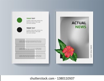 Set of brochures about Toucan bird and tropical flora. Vector illustration