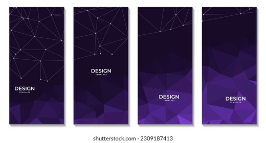 conjunto de folletos abstract 3d ilustración de vector de fondo poligonal púrpura