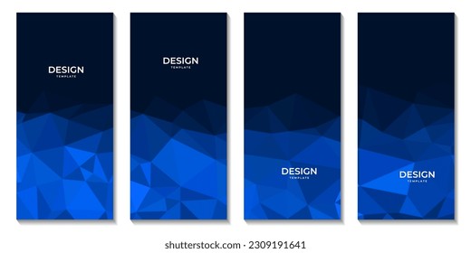 conjunto de folletos fondo geométrico azul abstracto con triángulos y espacio para texto