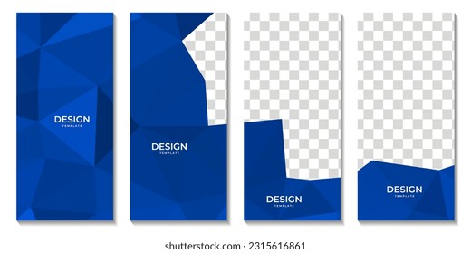 set of brochures abstract blue triangles background with copy space area for business