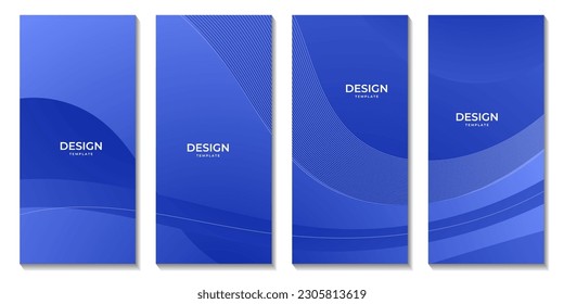 a set of brochures with abstract blue wave gradient background