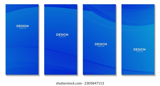 a set of brochures with abstract blue wave gradient background