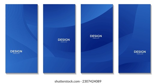 set of brochures with abstract blue wave gradient background
