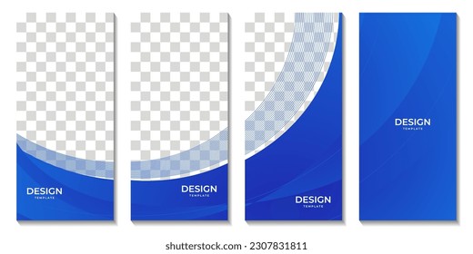 conjunto de folletos con fondo de onda azul abstracto con espacio blanco