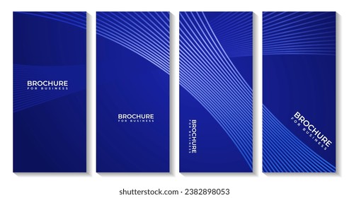 set of brochures with abstract dark blue background with dynamic glowing lines
