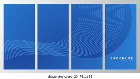 set of brochures with abstract digital technology background with blue wavy lines