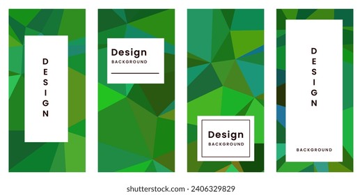 set of brochures with abstract geometric green colorful vibrant background