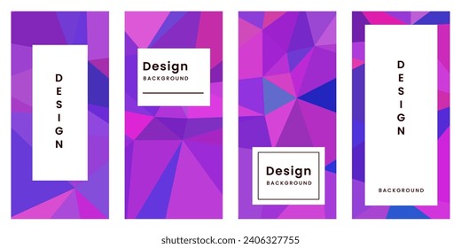conjunto de folletos con fondo vibrante abstracto geométrico rosa púrpura