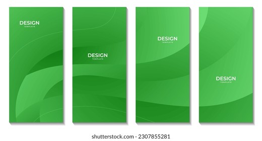 set of brochures. abstract green background with waves