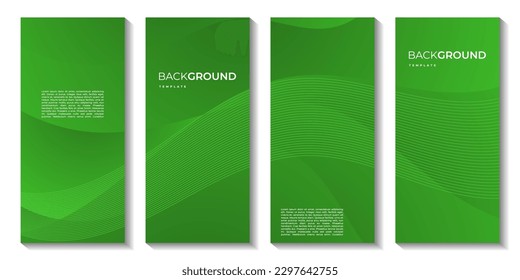 conjunto de folletos con fondo de onda colorido de gradiente verde abstracto