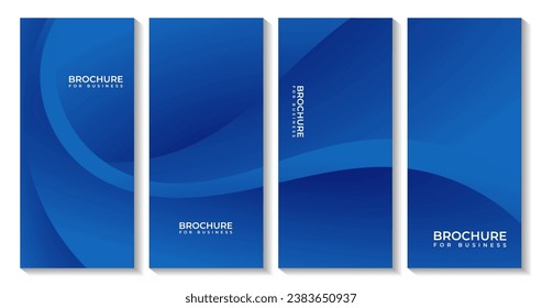 conjunto de folletos con fondo abstracto de degradado de ondas azules