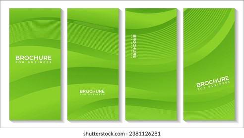 set of brochures with abstract modern green curve bio background