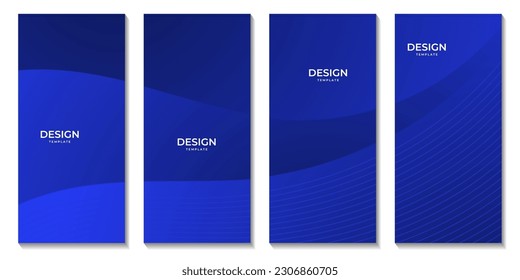 set of brochures with abstract navy blue wave gradient background for business