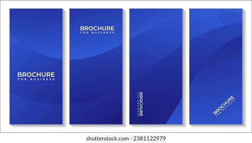 set of brochures with abstract navy blue wave background 