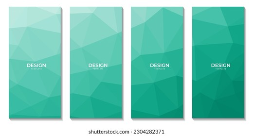 set of brochures with abstract triangles green background. vector illustration.