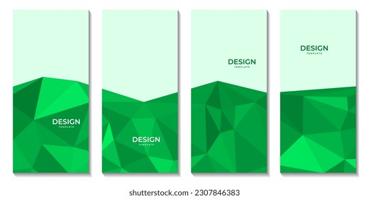 set of brochures. abstract triangles green background. vector illustration.