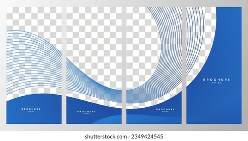 conjunto de folletos. fondo de degradado de onda azul con líneas y área de espacio de copia