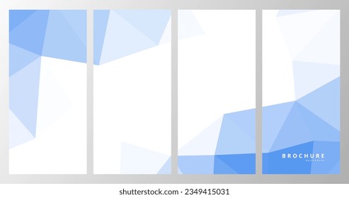 set of brochures with blue white geometric background with triangles